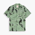 Guardo Rocco Shirt featuring a unique green pattern with black designs, made of lightweight, breathable 100% viscose.