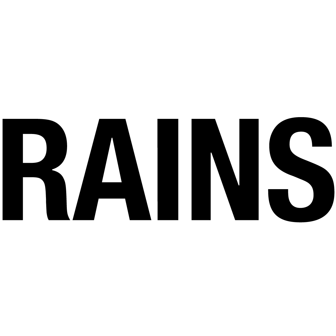 Black 'RAINS' logo on a white background