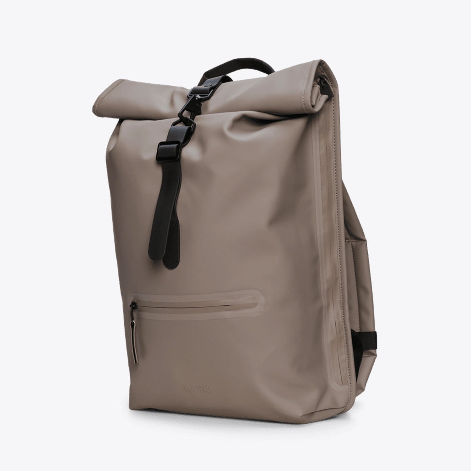 Rolltop Rucksack Cinder Backpack in waterproof design with roll-top closure and zipped front compartment.