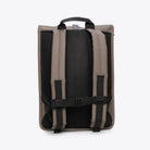Back view of Rolltop Rucksack Cinder Backpack showing padded straps and breathable mesh design.