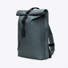 Rolltop Rucksack Dark Grey Backpack, fully waterproof with roll-top closure and zipped front compartment.