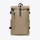 Rolltop Rucksack Large Beige Backpack with roll-top closure and waterproof features.