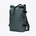 Rolltop Rucksack Large Dark Grey Backpack side view with waterproof design and roll-top closure.