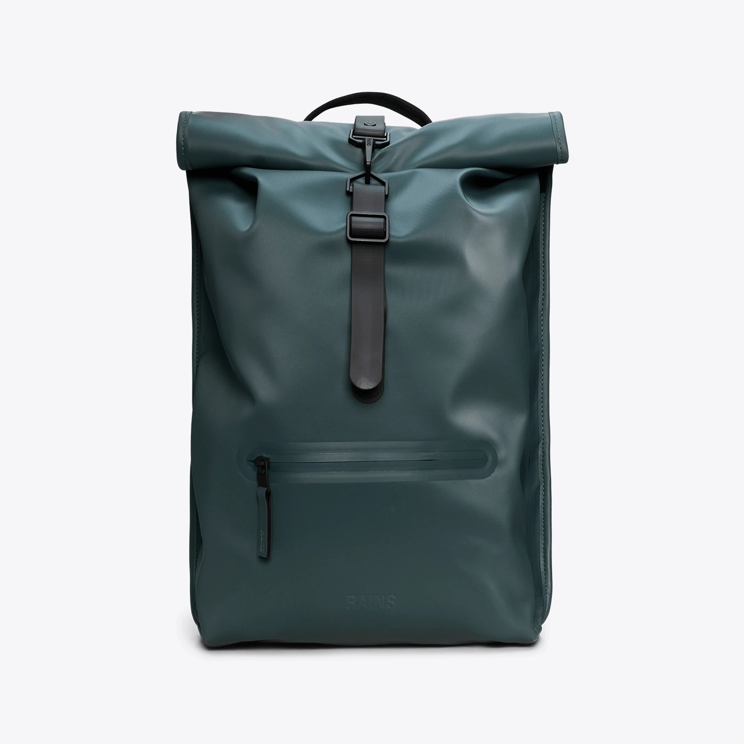 Rolltop Rucksack Mystique Backpack in waterproof green with roll-top closure and front zipper