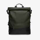 Trail Mountaineer Rolltop Green Backpack with roll-top closure and zipped front compartment