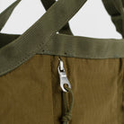 Grid Crossbody Bag Olive Shoulder Bag showing adjustable strap and YKK zippers for durability
