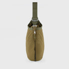 Grid Tote Bag Olive Shoulder Bag showing water-resistant fabric and adjustable strap design.