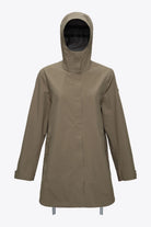 Flair II Short Cedar Jacket in a light brown color, featuring a hood and windproof design.