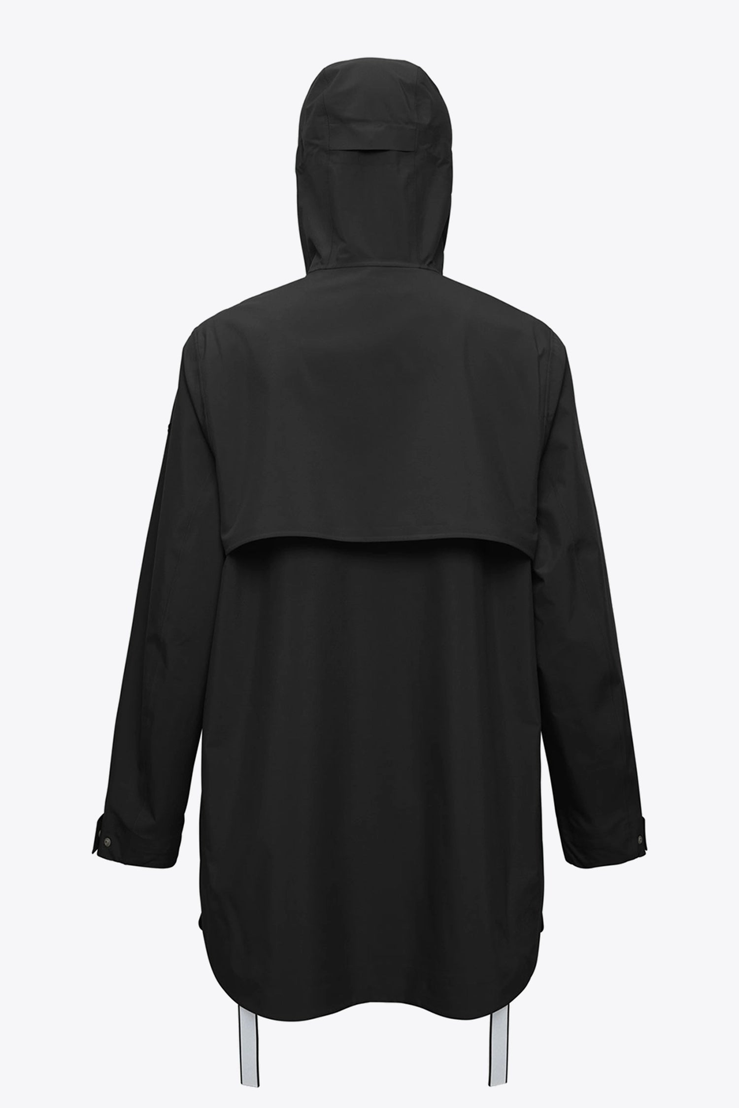 Back view of the Flair II Short Onyx Jacket, showcasing its lightweight design and waterproof features.