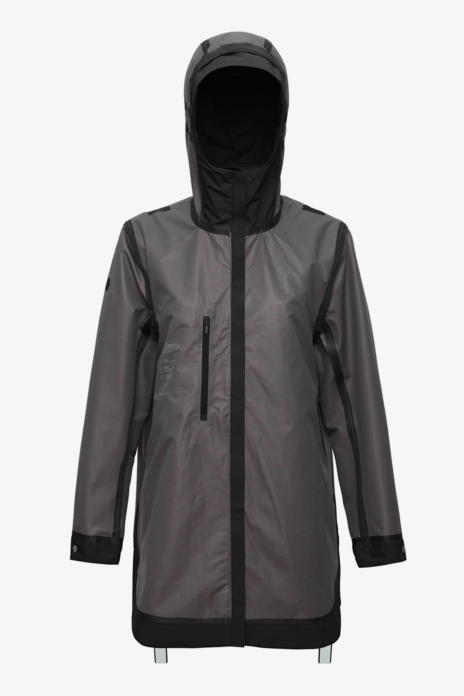 Flair II Short Onyx Jacket in black, windproof and waterproof with a hood, perfect for varying temperatures.