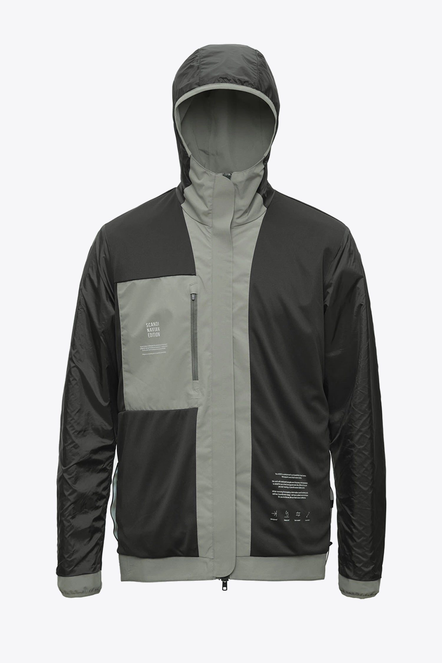 Hood II Light Green Jacket in a stylish design, featuring windproof and waterproof materials for versatile wear.