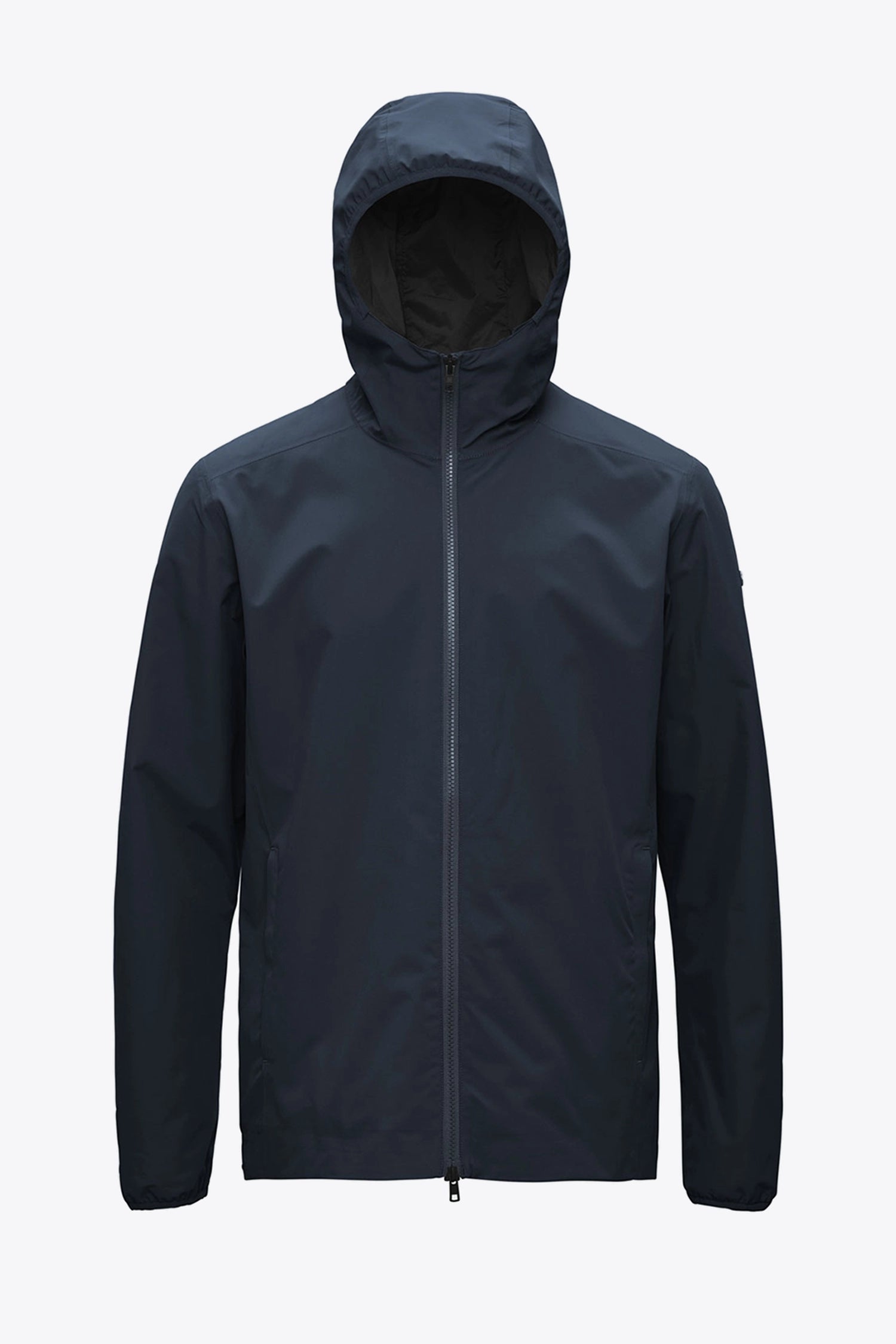 Hood II Midnight Jacket front view, lightweight, windproof, waterproof, ideal for spring to autumn weather.