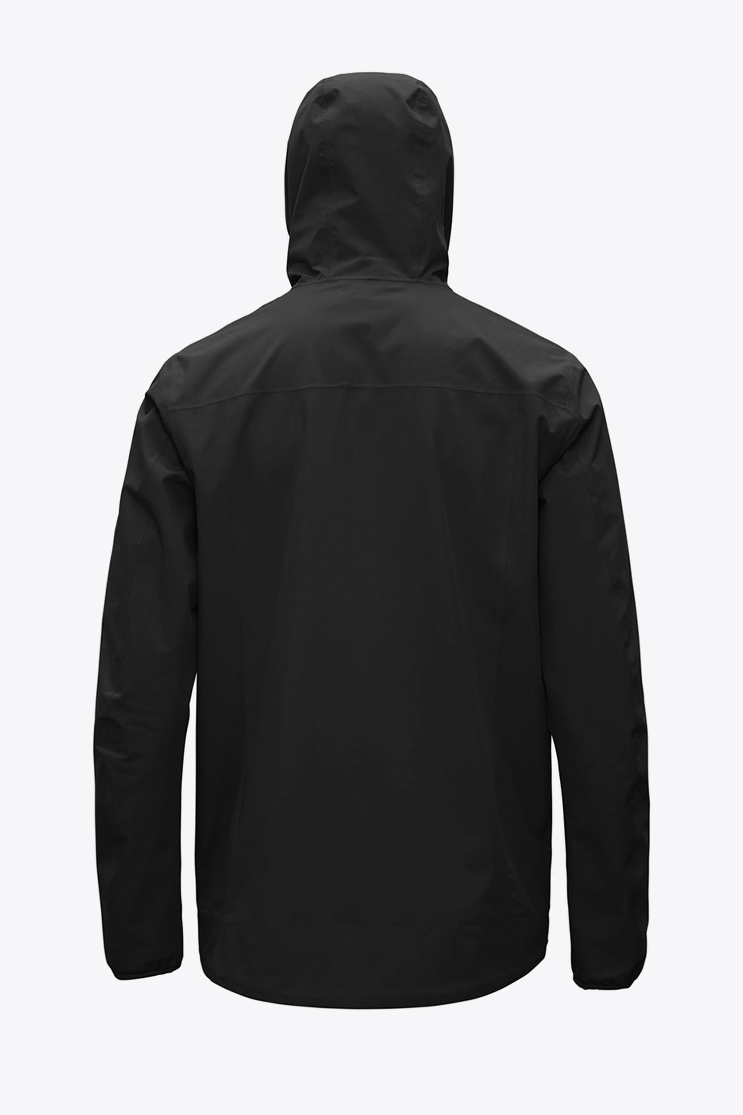 Back view of the Hood II Onyx Jacket showcasing its sleek design and adjustable hood.