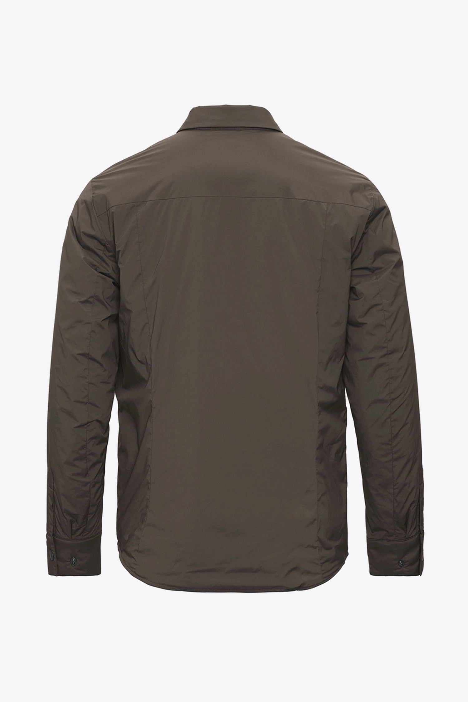 Back view of the Trip II Major Brown Overshirt showcasing its sleek design and lightweight fabric.
