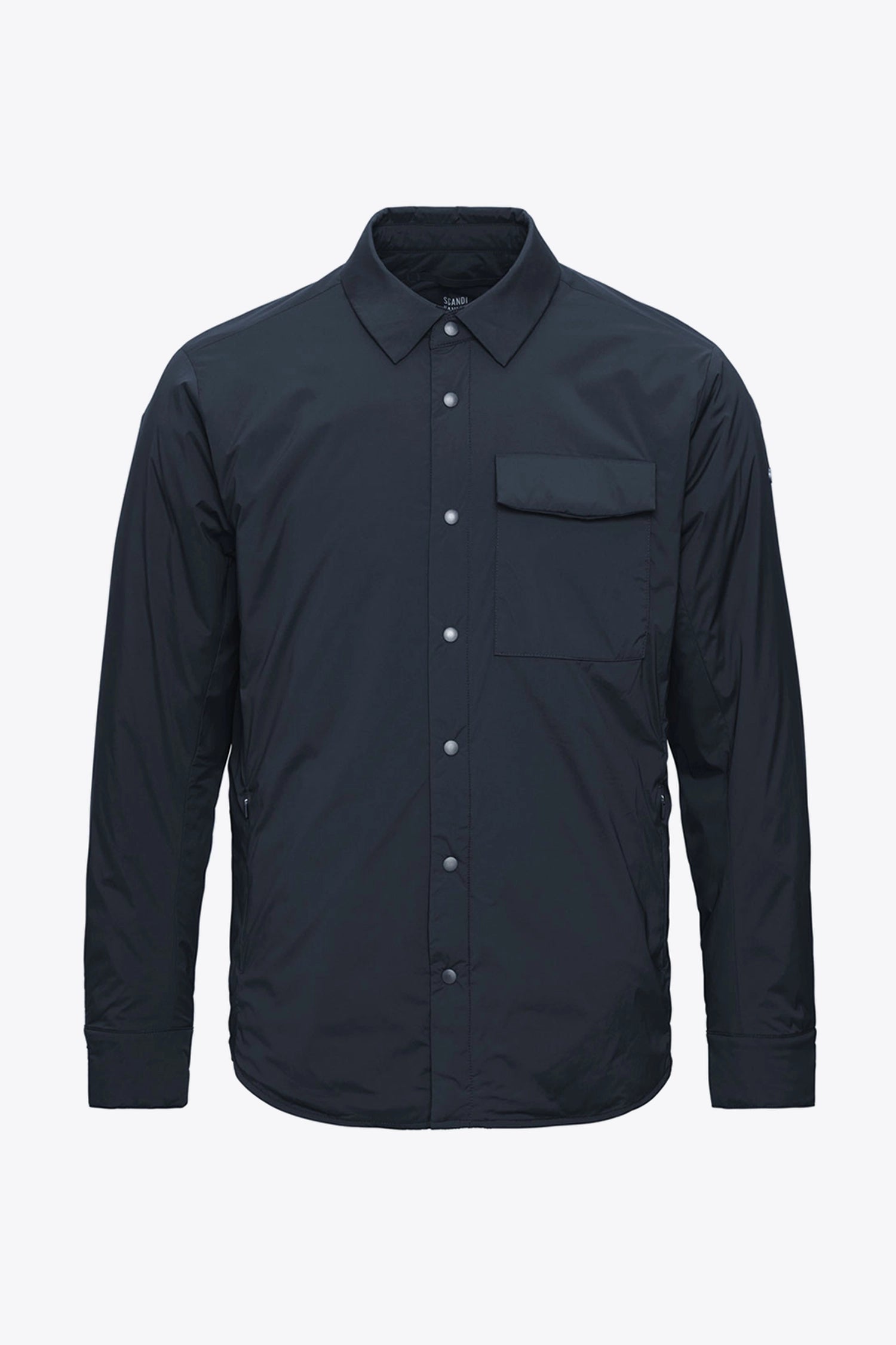 Trip II Midnight Overshirt in black, lightweight, windproof, and water-repellent summer jacket with zipped chest pocket.
