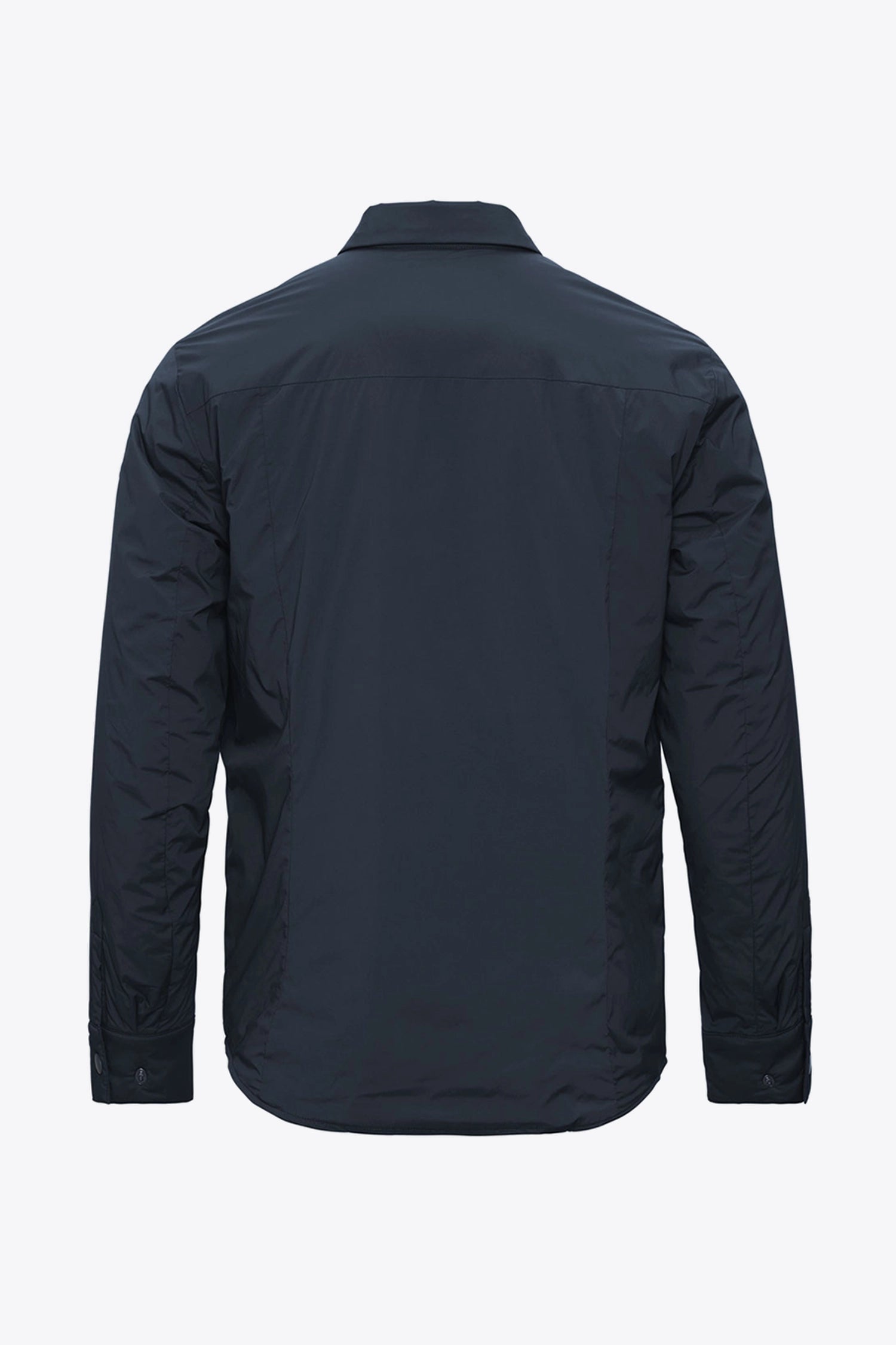 Back view of the Trip II Midnight Overshirt featuring a sleek navy design and lightweight fabric.