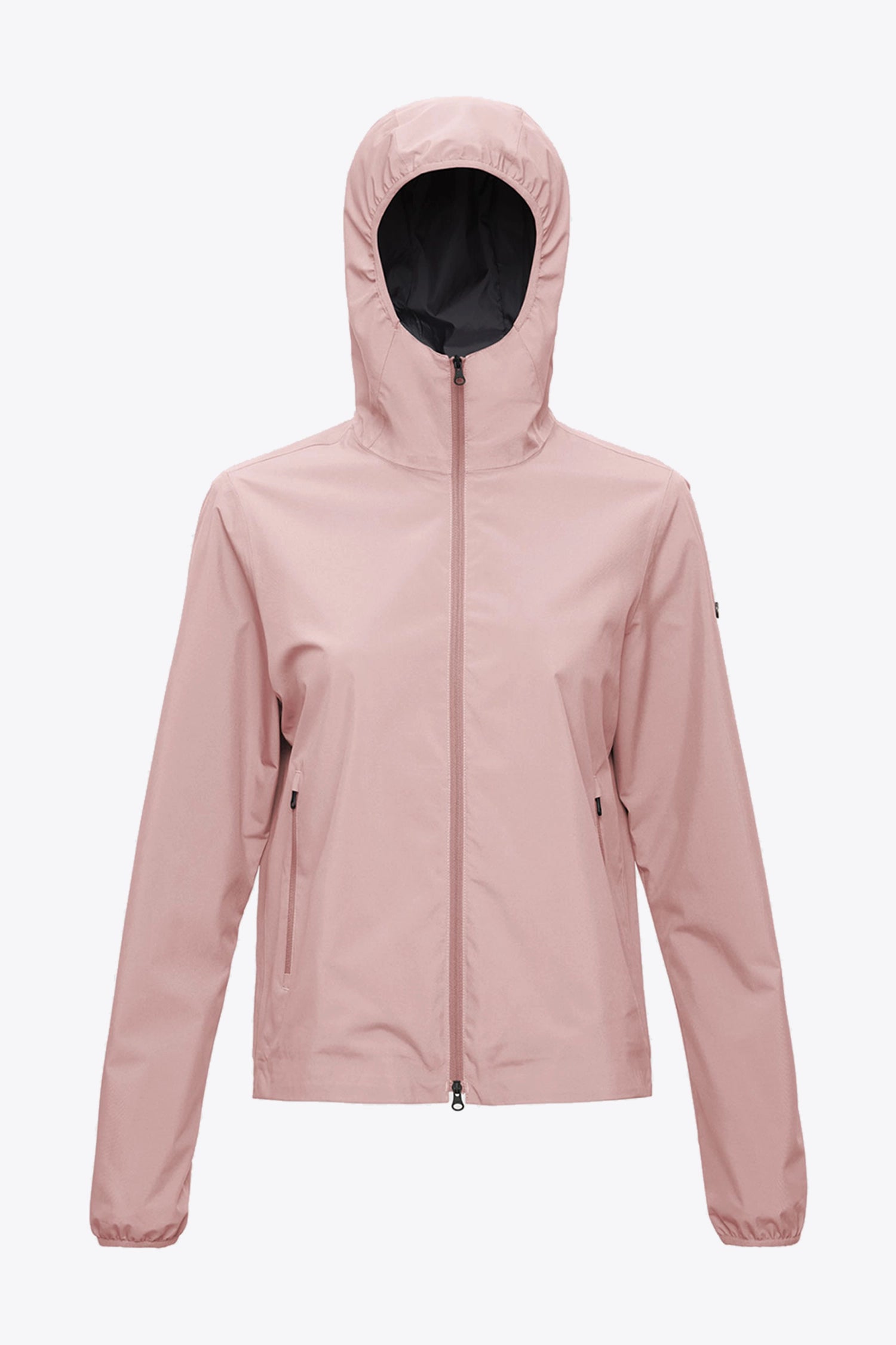 Veil II Flush Pink Jacket with hood, windproof, waterproof, and lightweight design for early spring and summer wear.