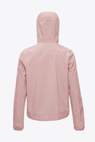 Back view of the Veil II Flush Pink Jacket showcasing its hood and lightweight design.