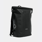 Rain Rolltop 25L Black Backpack featuring waterproof design and rolltop opening for optimal convenience.