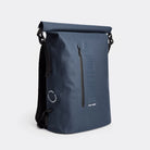 Rain Rolltop 25L Navy Backpack with waterproof design and rolltop opening for outdoor use.