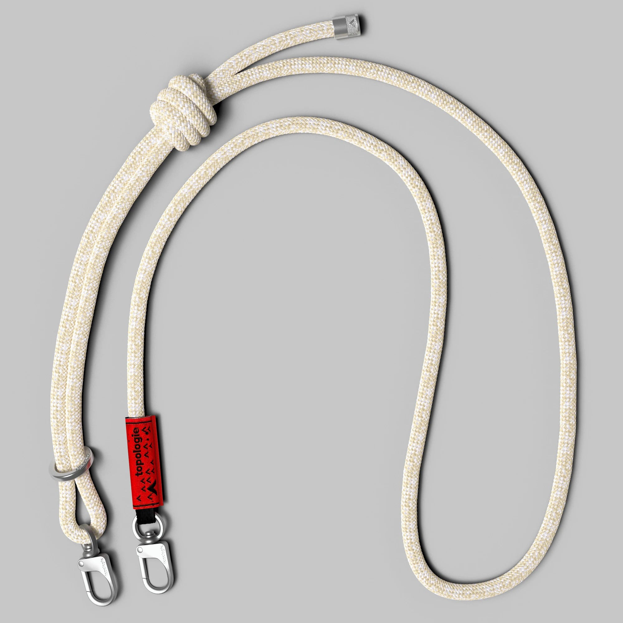 8.0mm Rope Strap Beige Melange featuring adjustable strap length and quick release carabiner.