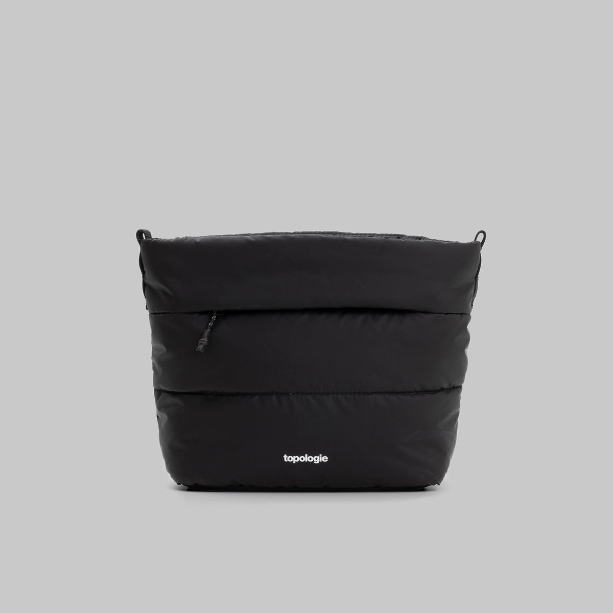 Besace Black Silky Peach Bag front view, featuring zipper closure and lightweight design, made of recycled nylon.