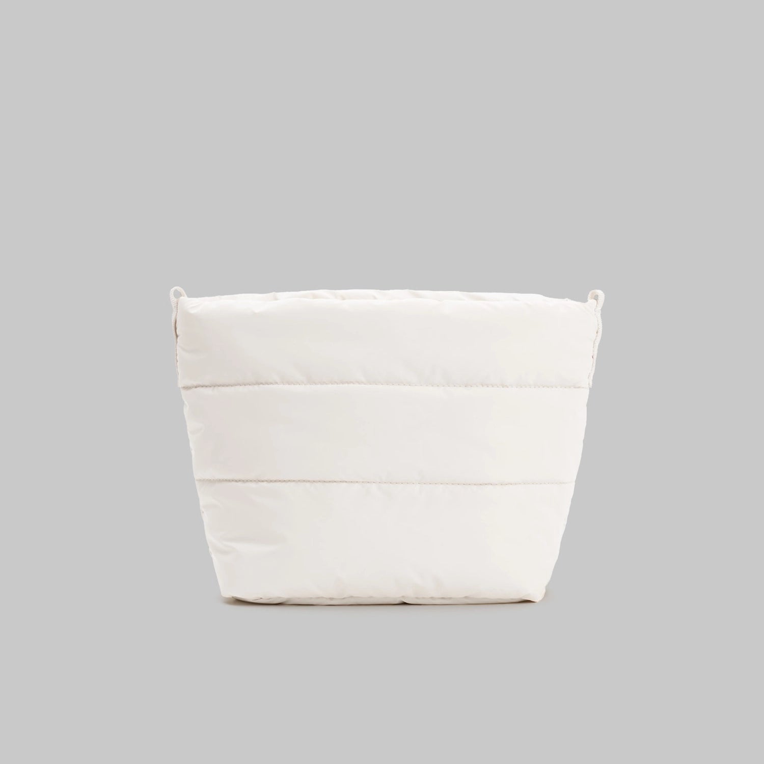 Besace Ecru Matt Coated Bag in lightweight, padded design with zipper closure and inside compartments.