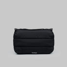 Bottle Sacoche Large Black Silky Peach Bag in durable black water repellent fabric with zipped compartments.