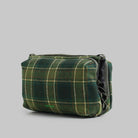 Bottle Sacoche Large Green Check Wool Bag in green plaid pattern with water repellent fabric.