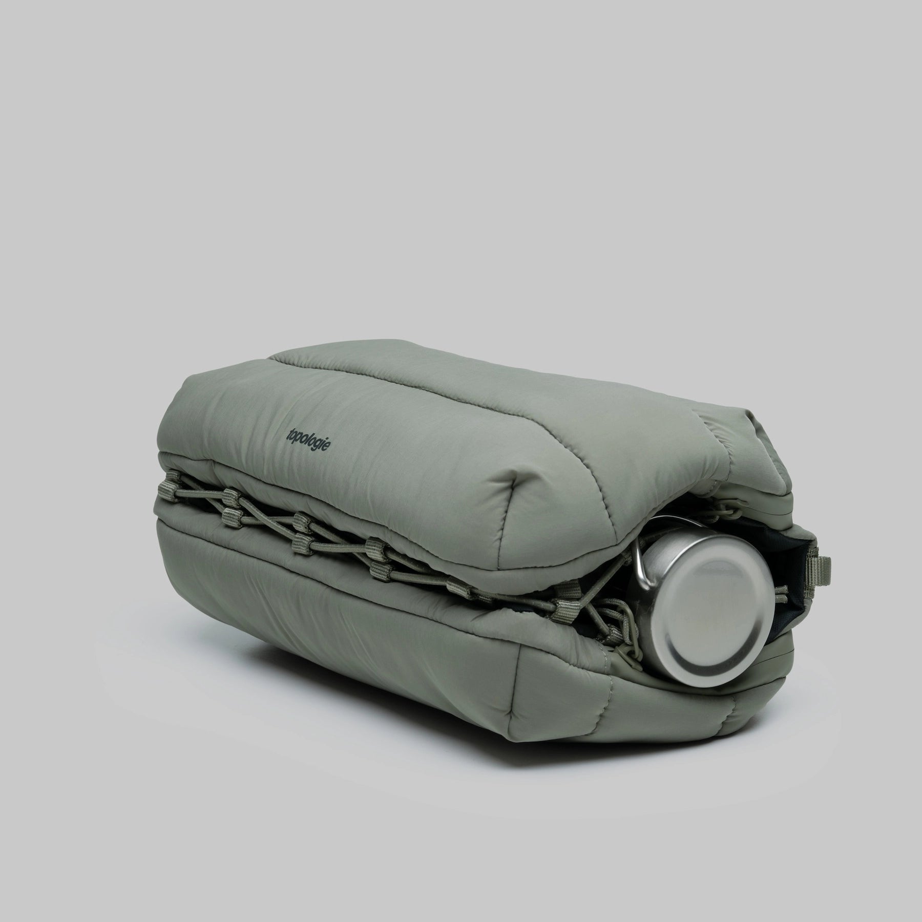 Bottle Sacoche Large Moss Silky Peach Bag in water-repellent fabric with bottle compartment