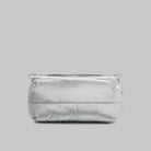 Bottle Sacoche Medium Chrome Space Coated Bag in silver, featuring a sleek, water-repellent design.