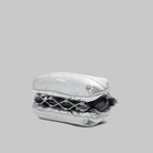 Bottle Sacoche Medium Chrome Space Coated Bag shown in compact design with water repellent fabric, zipped compartments.