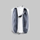 Bottle Sacoche Medium Ecru Matt Coated Bag showing two main zipped compartments and internal pockets.