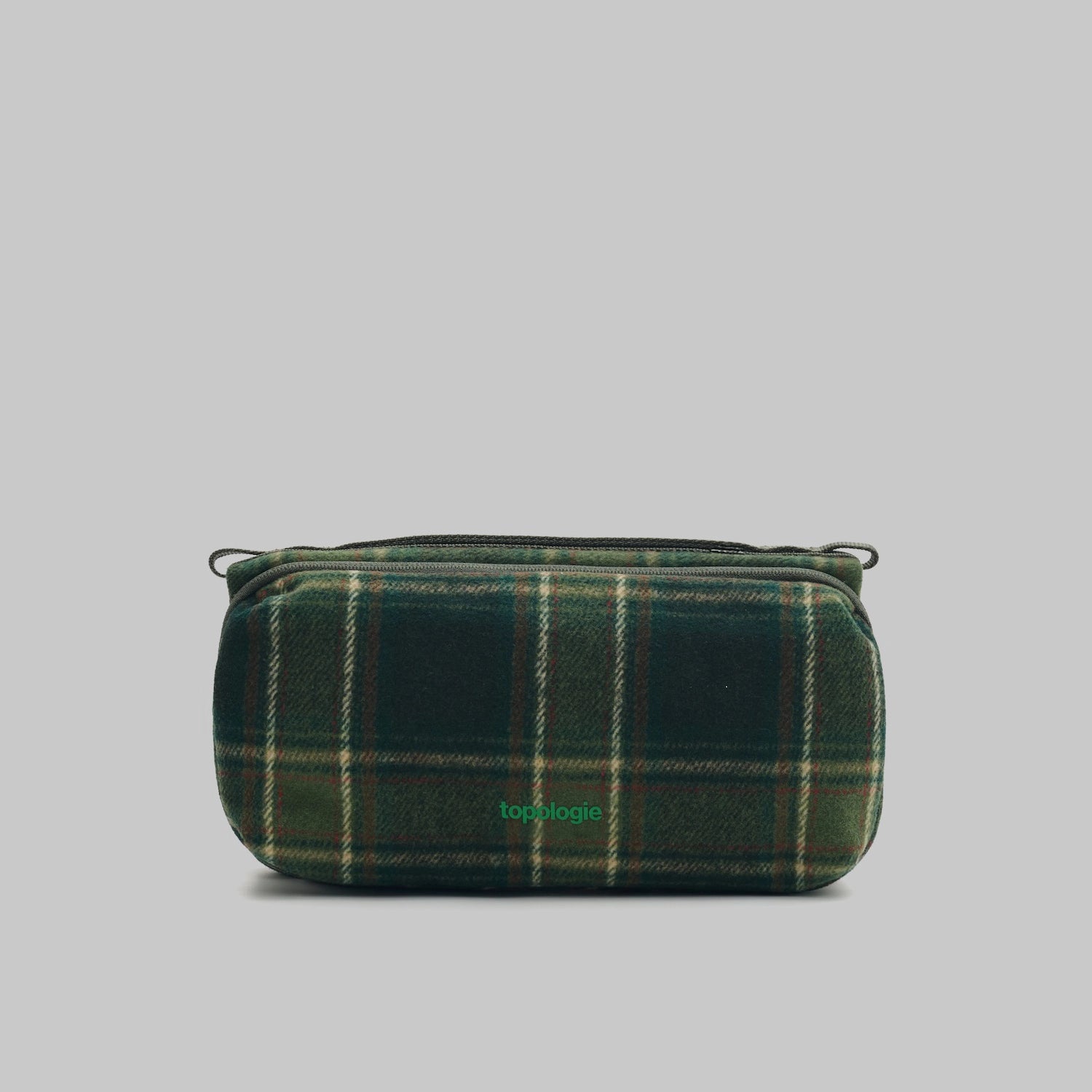 Bottle Sacoche Medium Green Check Wool Bag featuring a stylish green check wool design.