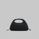 Cloud Hobo XS Black Tech Sateen Shoulder Bag featuring drawstring details and a sleek design.