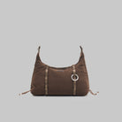 Cloud Hobo XS Cocoa Vintage Ripstop Shoulder Bag in stylish brown fabric with drawstring details and accessory loops.