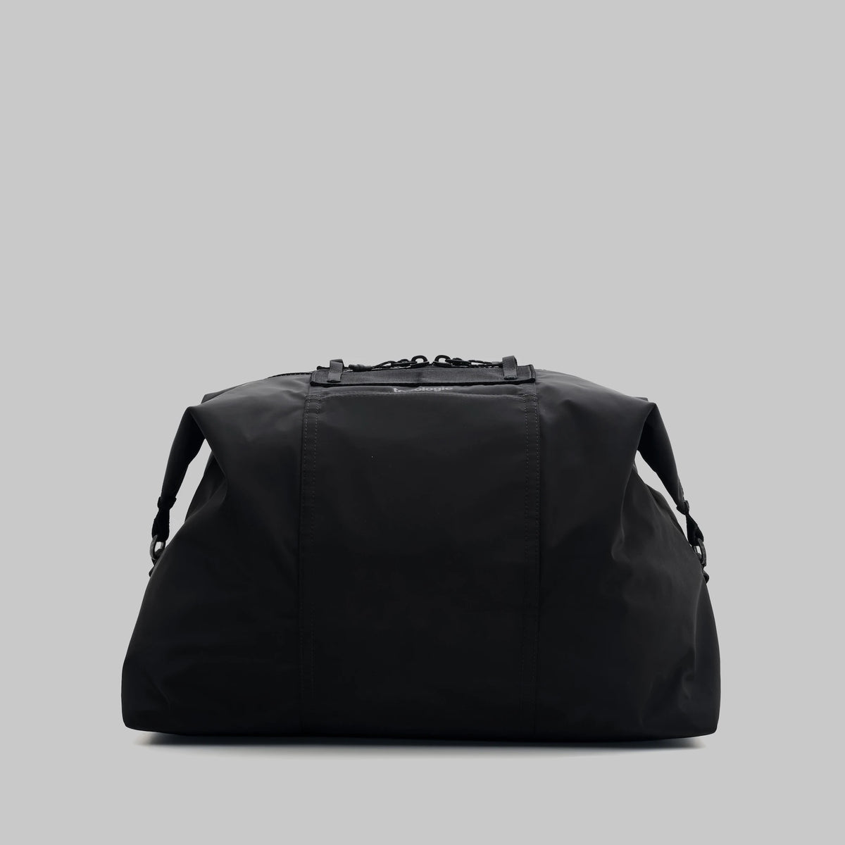 Explorer Tote Weekender Black Tech Sateen Shoulder Bag showing a sleek black design and spacious interior.