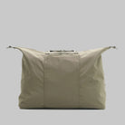Explorer Tote Weekender Moss Tech Sateen Shoulder Bag in moss color with a zipped closure and water resistant material.