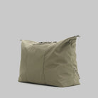 Explorer Tote Weekender Moss Tech Sateen Shoulder Bag in light moss color with front zipper.