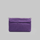 Flat Sacoche Small Purple Washed Silk Nylon Bag front view on a gray background.