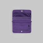 Phone Sacoche 90 Purple Washed Silk Nylon Bag with multiple zipped compartments and water repellent fabric.