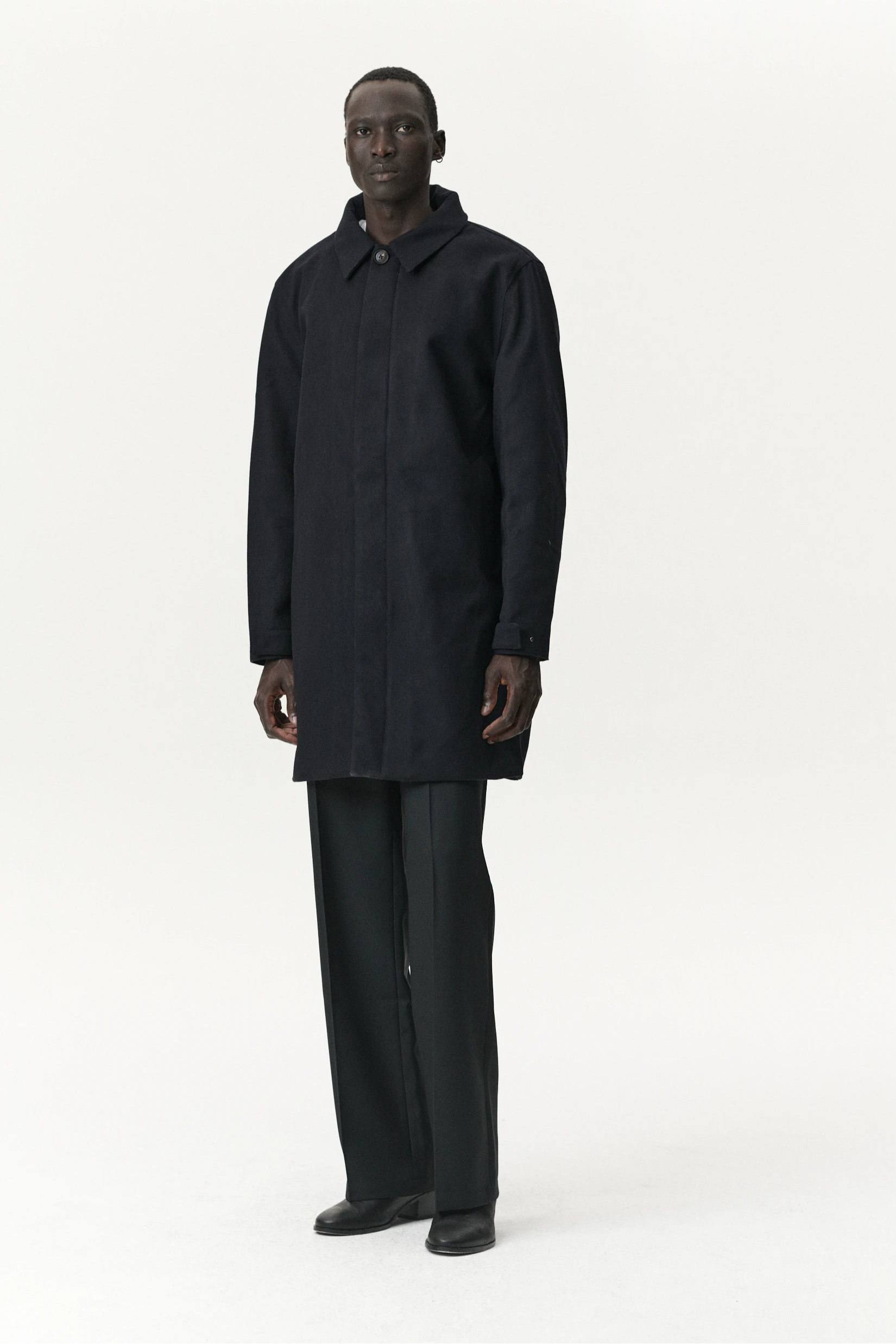 Long Dong Melton Tech Navy Coat