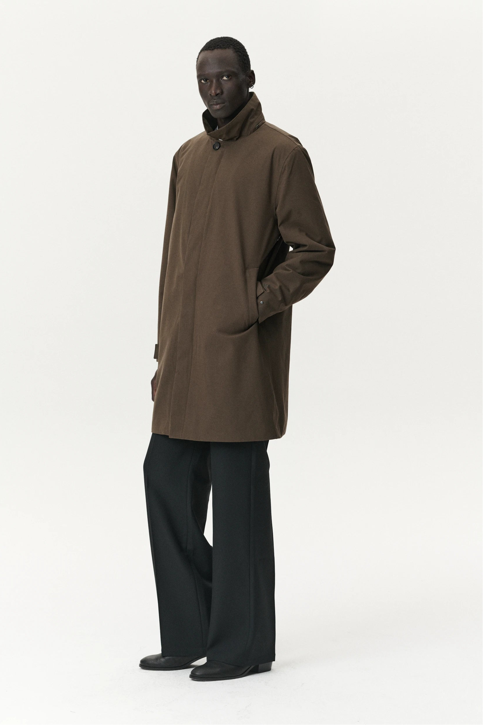 Long Dong Polyrayon Olive Coat