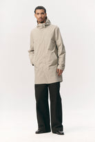 Terror Weather Nylon Light Army Coat displayed on model, showcasing adjustable hood and lightweight design.
