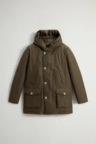 Arctic Parka Dark Green Coat, premium down filled, windproof, water repellent with pockets and protective hood.
