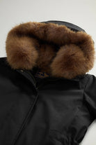 Best Cotton Faux Fur Parka Black Coat with removable faux fur lining and adjustable hood.