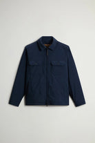 Cloud Overshirt Melton Blue, premium down filled jacket with two-way zipper and side pockets in Melton Blue.