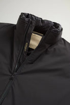 Close-up of the Cloud Lewis Bomber Black Coat showcasing the stand-up collar and zipper detailing.