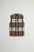 Waxed Coat Waxed Dark Green Coat reversible vest with plaid design and front zipper.