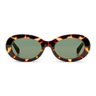 Luna Havana Sunglasses featuring a tortoiseshell frame and green lenses for UV 400 protection.